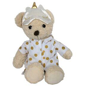 FAO Schwarz Bedtime Teddy Bear Pajama Robe Sleep Mask Stuffed Animal 2020 13.5"